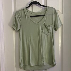 SO Light Green V-Neck Tee with Pocket